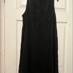 Tiana B Black Sleeveless Mock Neck Sheath Maxi Dress
